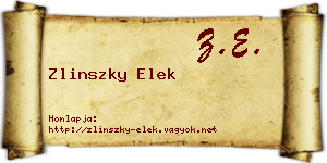 Zlinszky Elek névjegykártya