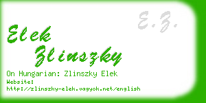 elek zlinszky business card